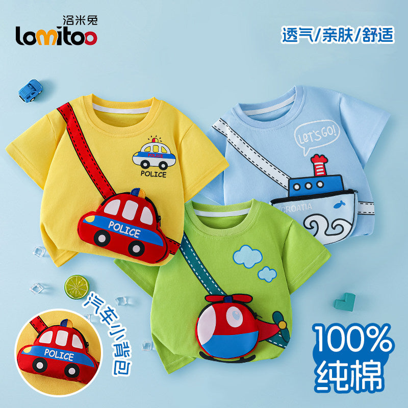 Kids Boys' T-Shirt Short Sleeve 100% Cotton 3D Car Design Summer Baby Clothes