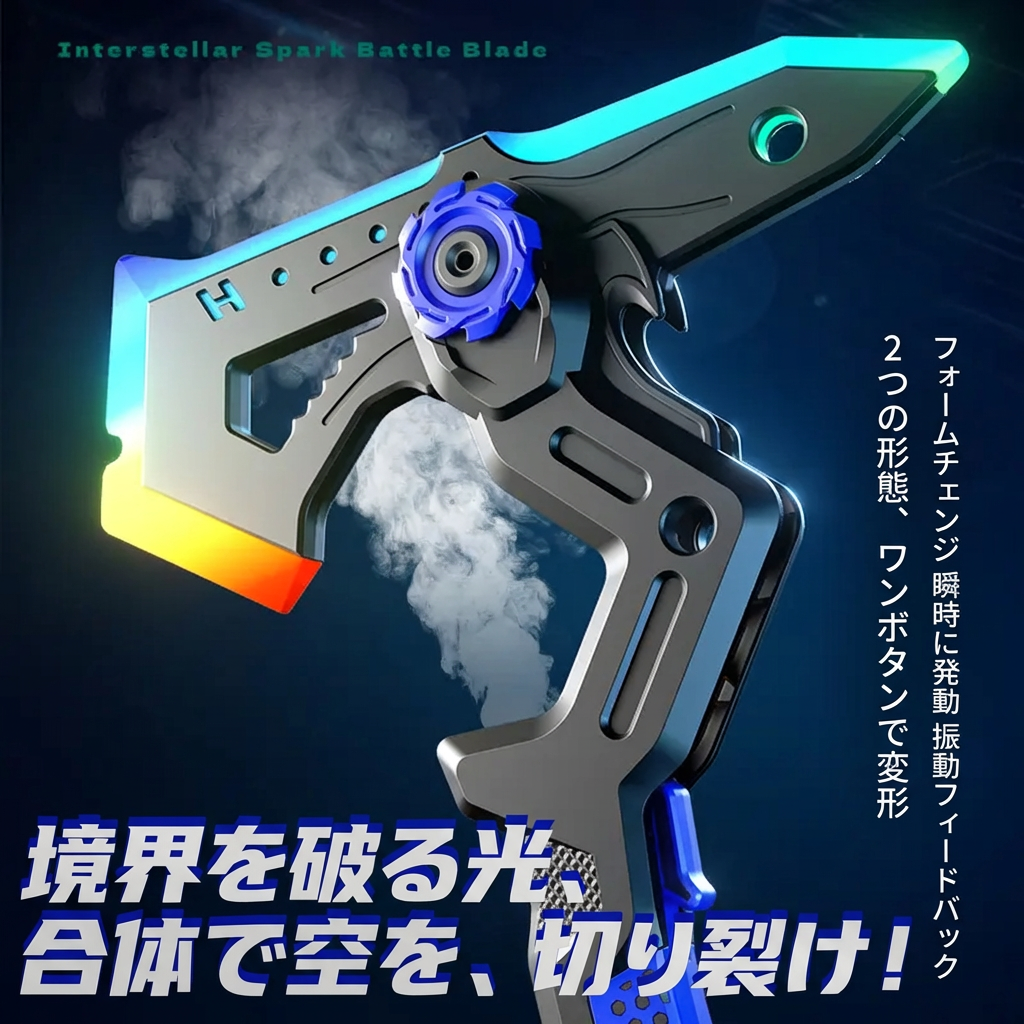 2in1変形】スチーム噴霧！光る電動変形バトルアックス＆ソードこれ一本