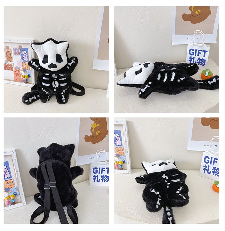Skull Backpack | A cool black stuffed animal-style bag