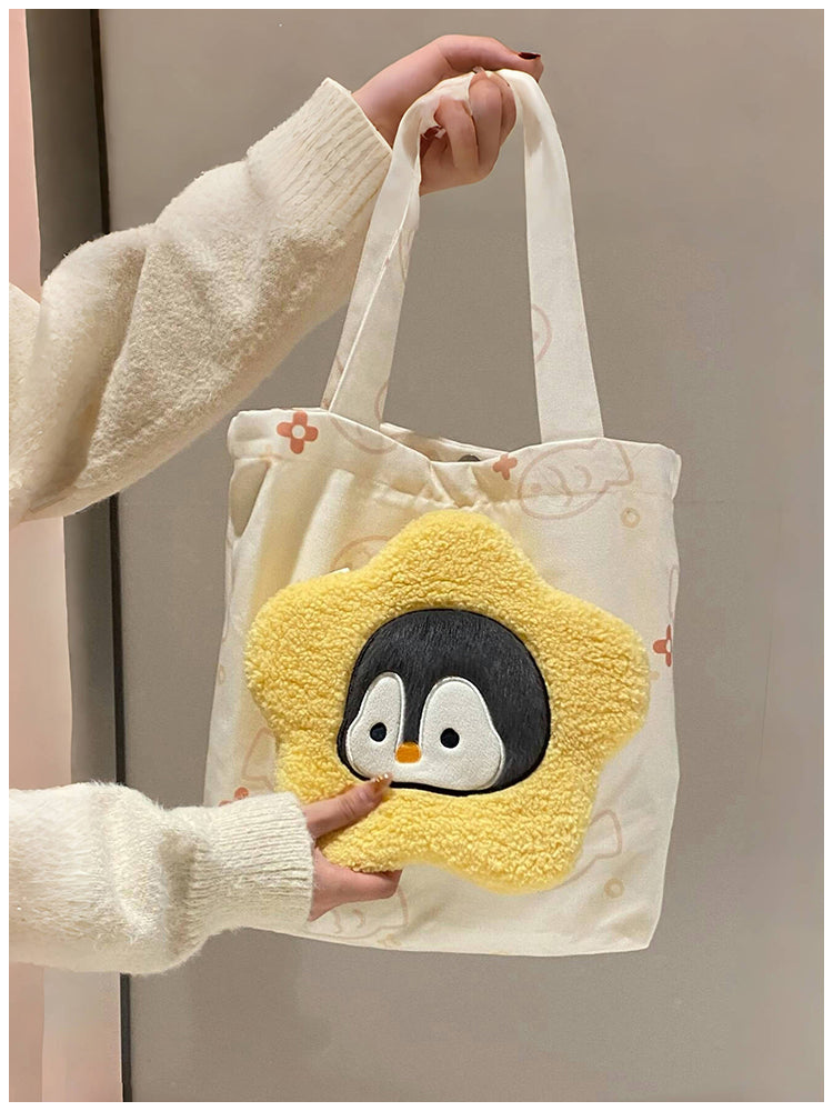 ペンギンぬいぐるみ×キャンバストートセット|授業もお出かけもOK