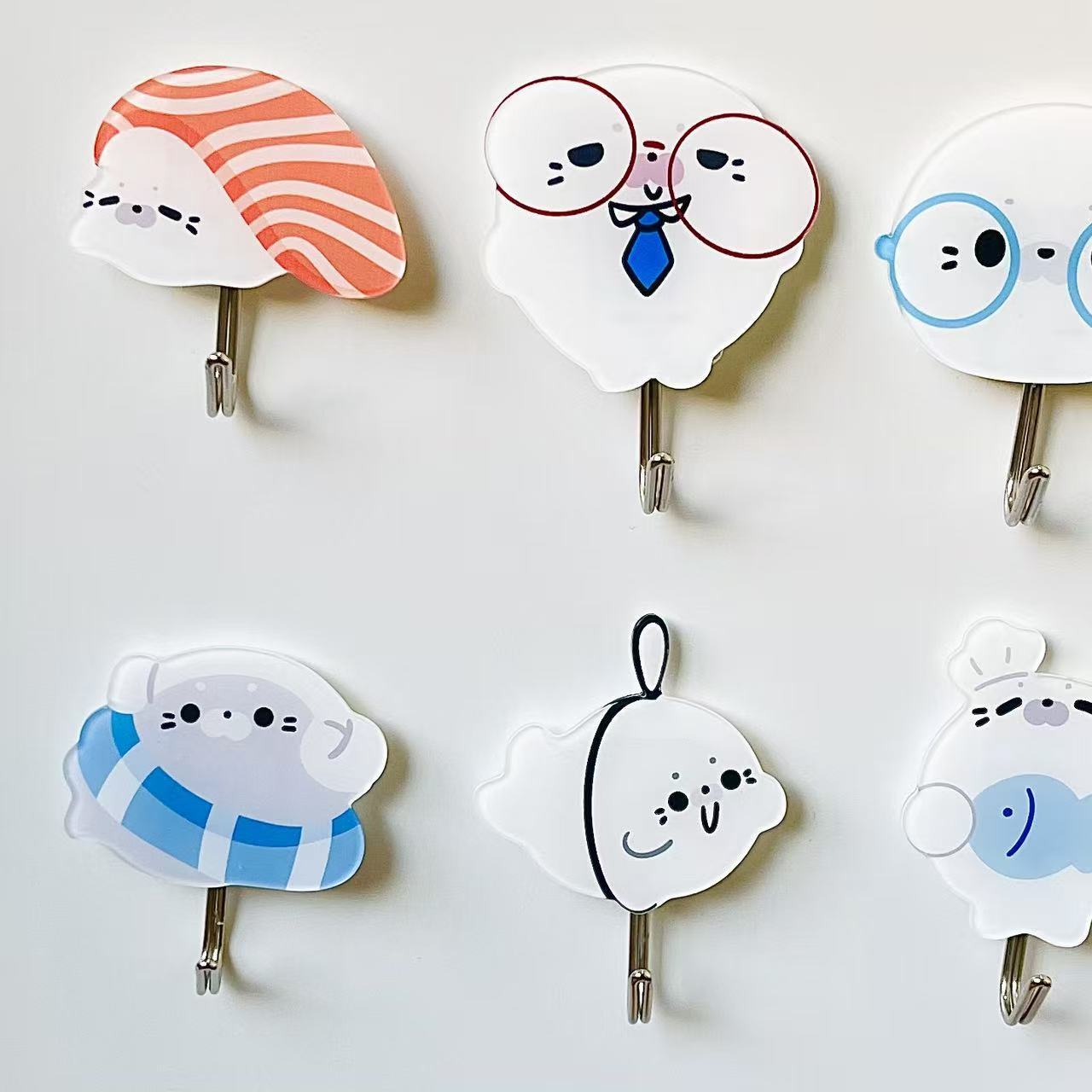 可愛いアザラシ穴あけ不要強力粘着フック壁キッチン