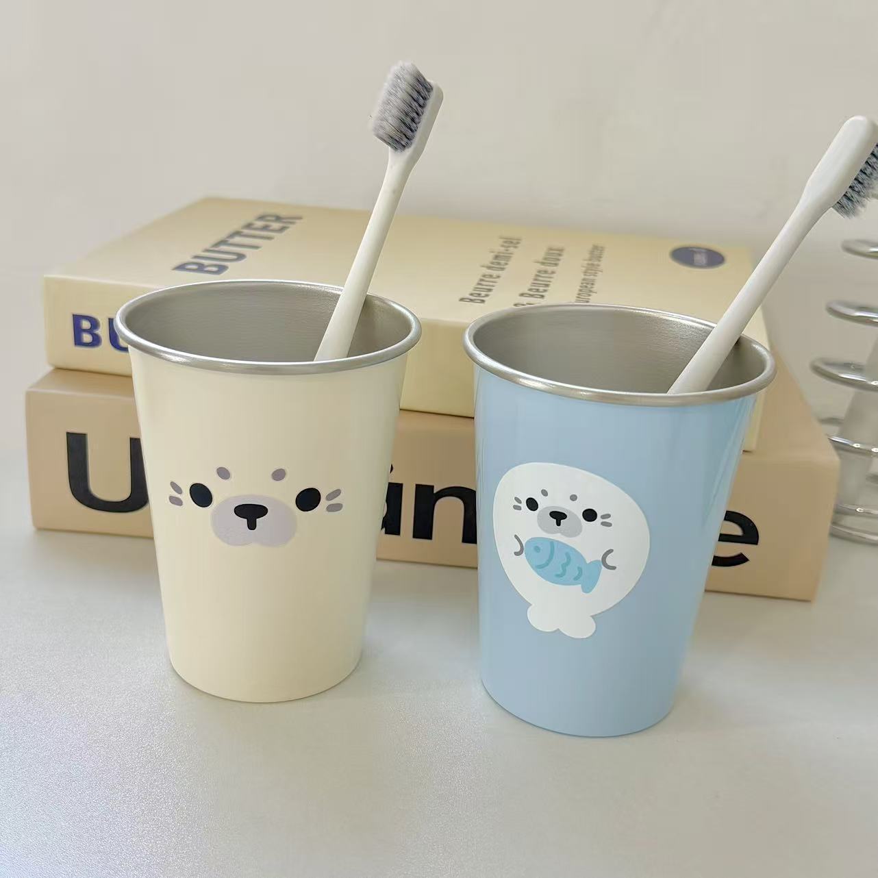 可愛いアザラシ304ステンレス歯磨きコップおしゃれギフト
