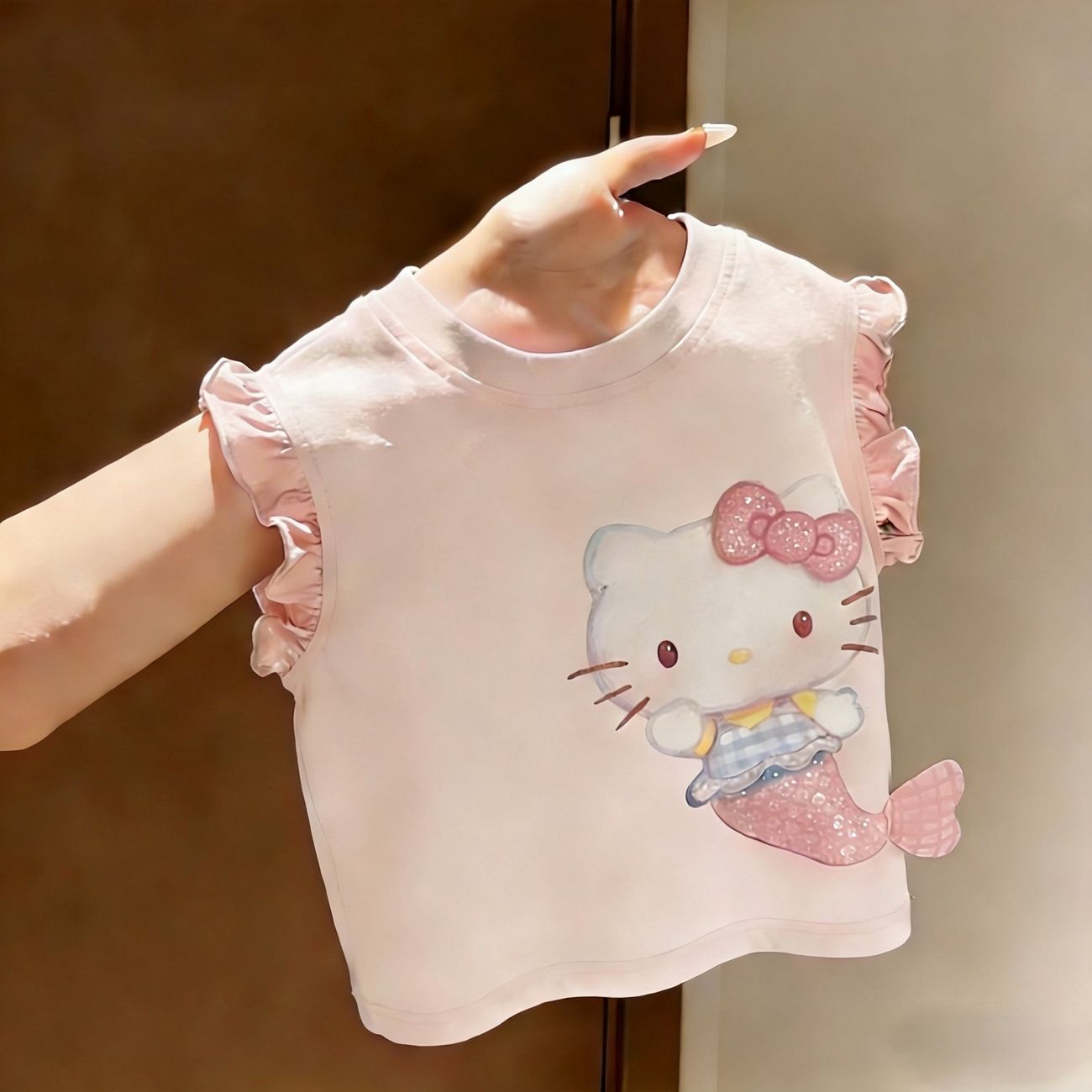 【大人可愛い】ハローキティ女のマーメイドノースリーブTシャツ