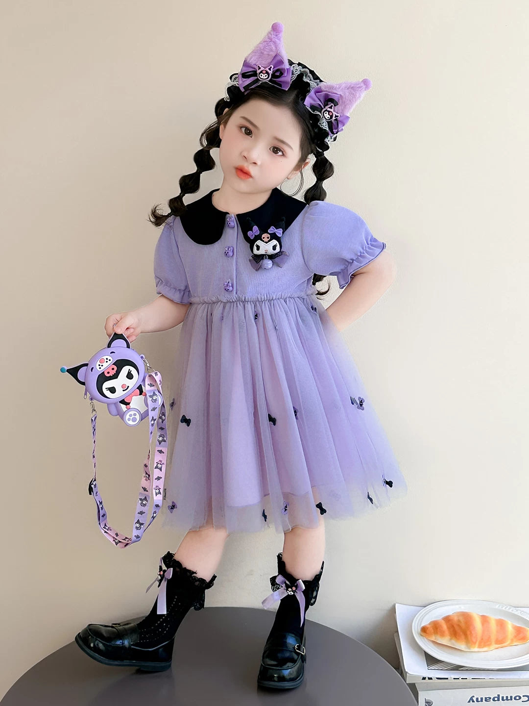 【お姫様】クロミ風ふんわりチュール子供用ワンピース誕生日ドレス