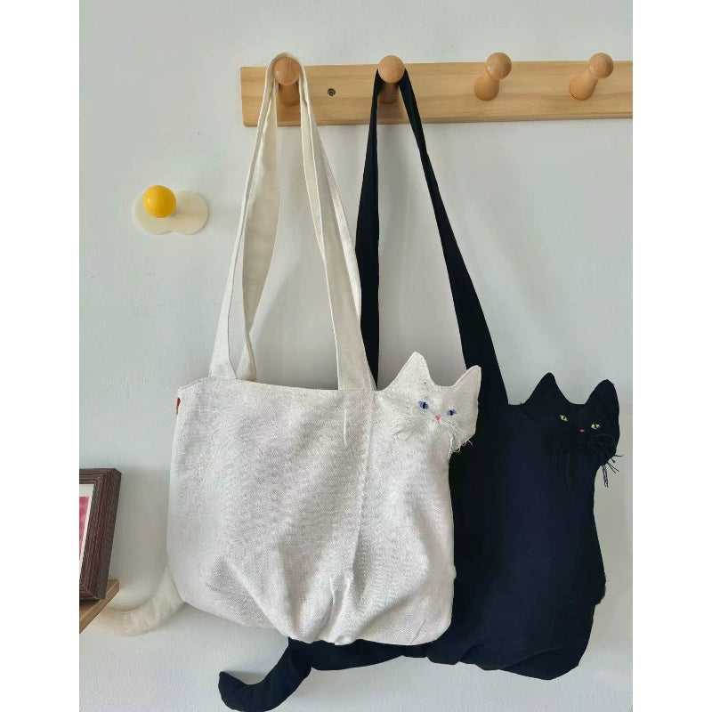 Cat Canvas Tote Bag | Large Capacity Cute School/Commuter Bag