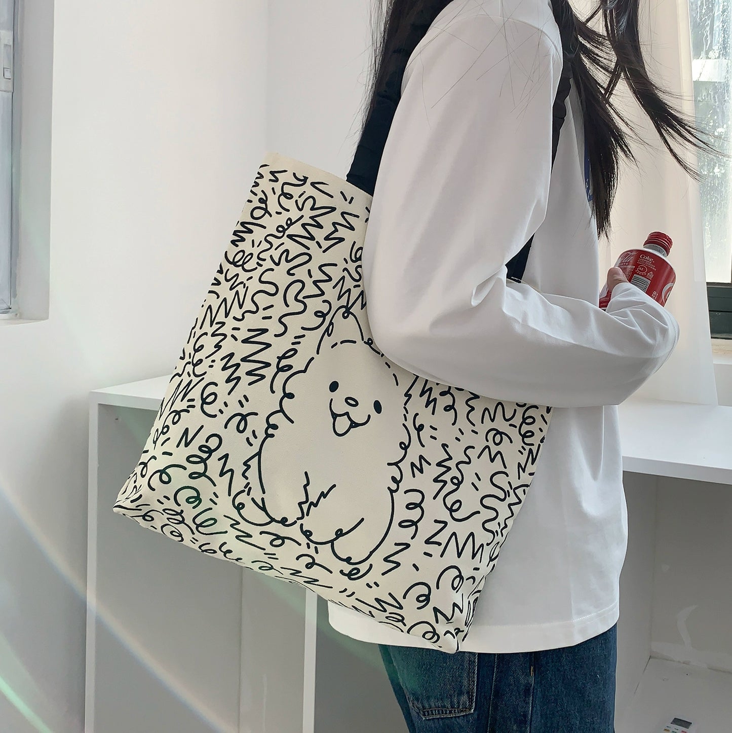 ねこ&いぬキャンバストートバッグ|通勤・お出かけに可愛い小さめサイズ