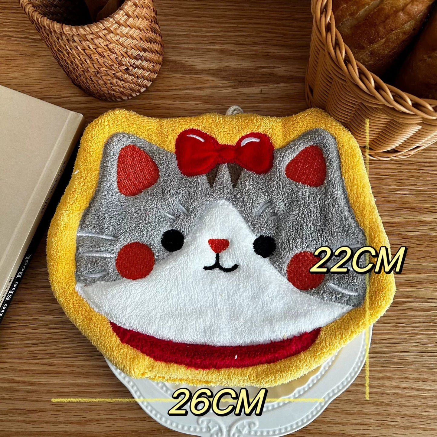 超吸水猫型ハンドタオル厚手可愛いキッチン洗面所ギフト自分へのご褒美