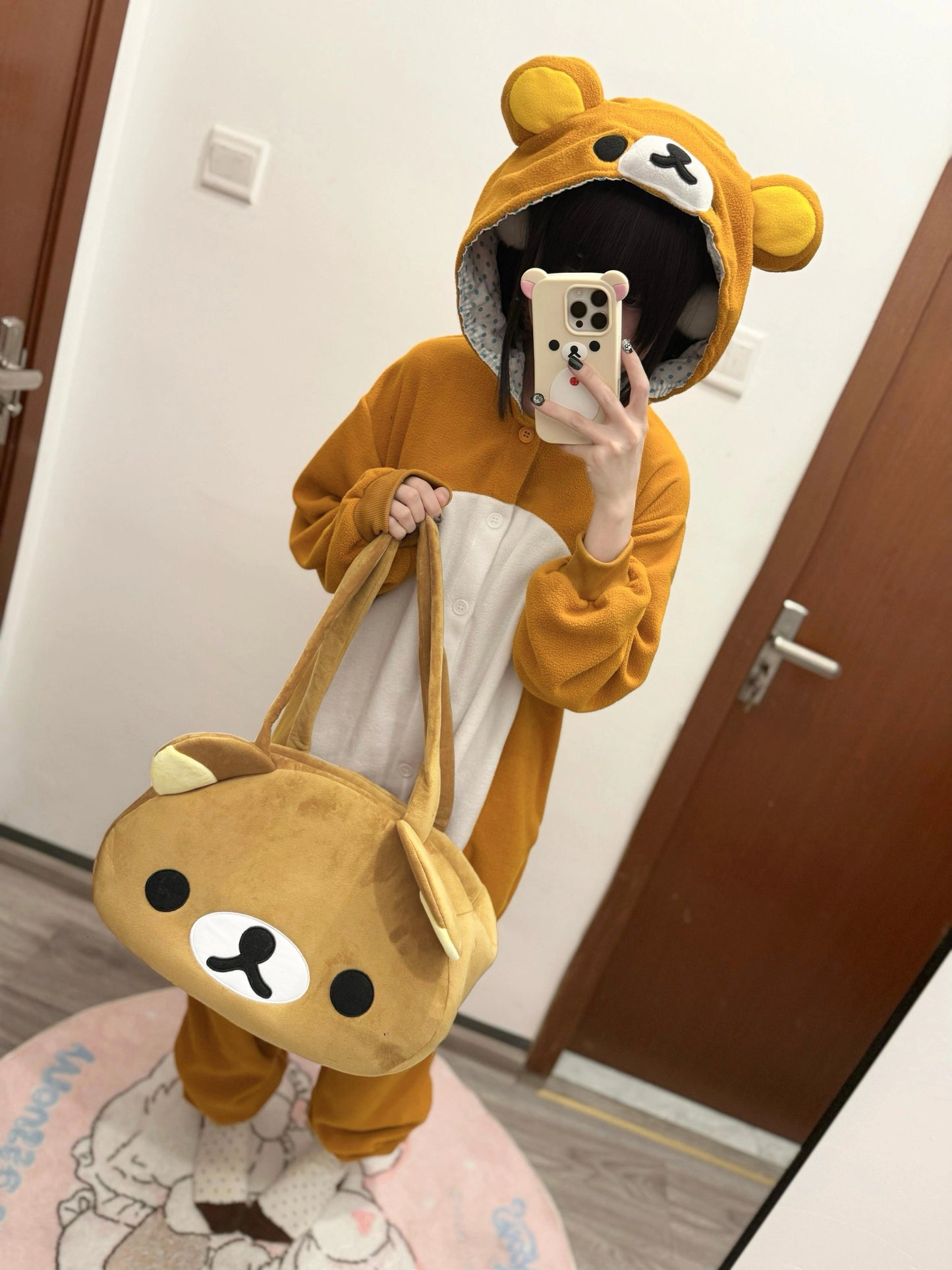 Rilakkuma-style Plush Tote & Backpack | Large Capacity, Cute, Multi-functional Bag