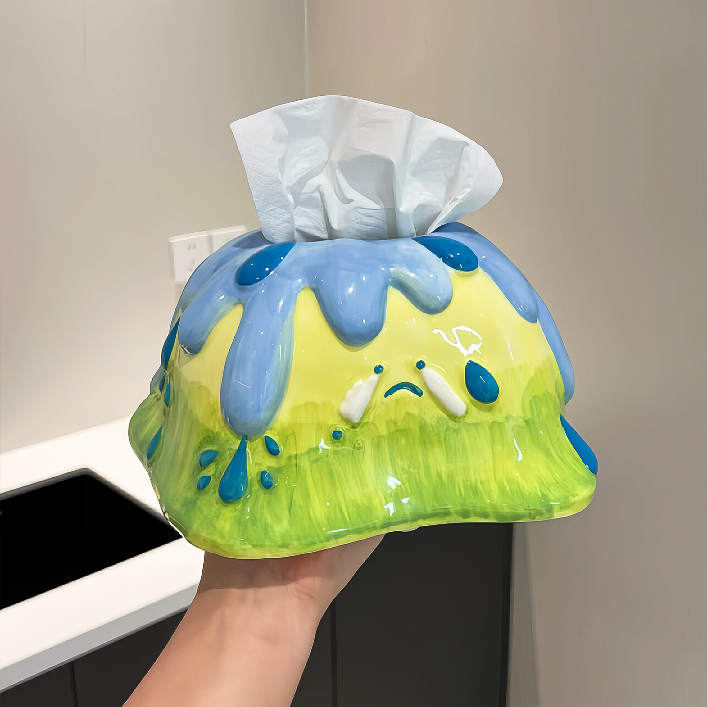 ナミダ顔ティッシュケース上質セラミック軽奢アートオブジェ