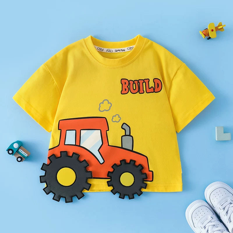 かわいい車柄男の子半袖Tシャツ綿100%夏子供服