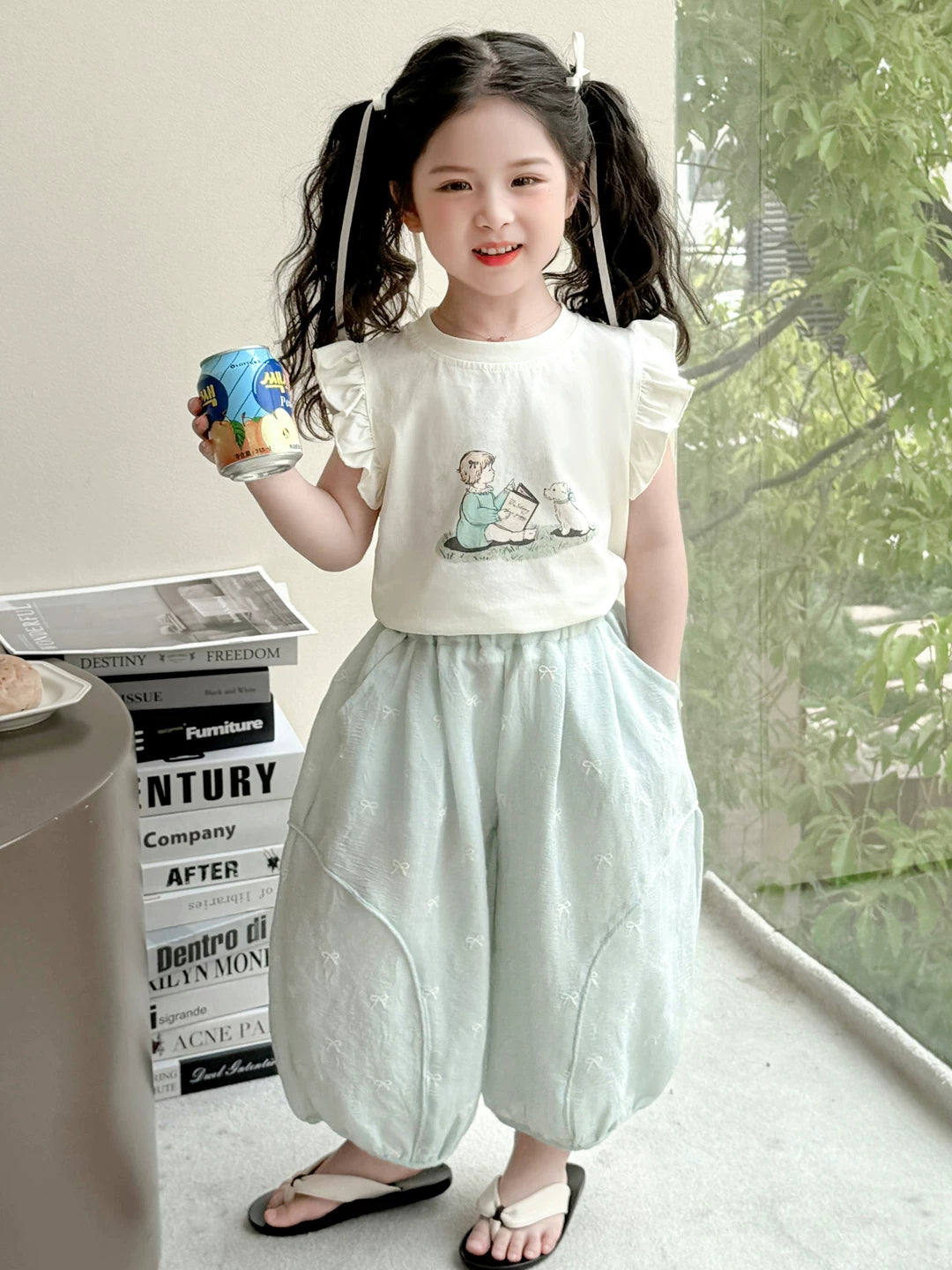 【韓国風】可愛い子供服セットアップ半袖かぼちゃパンツ