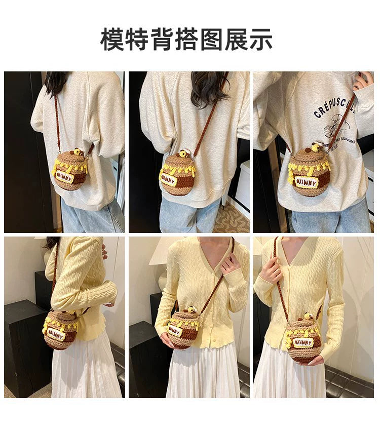 Honey pot knit bag | Unique mini shoulder bag