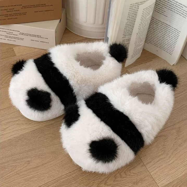 可愛い親子ペアスリッパパンダ柄ふわもこスリッパ