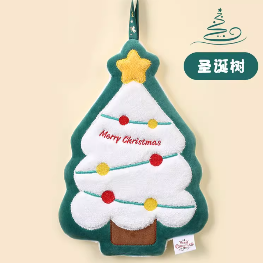 クリスマスツリー型超吸水ハンドタオル厚手吊り下げ式水回り装飾にも最適
