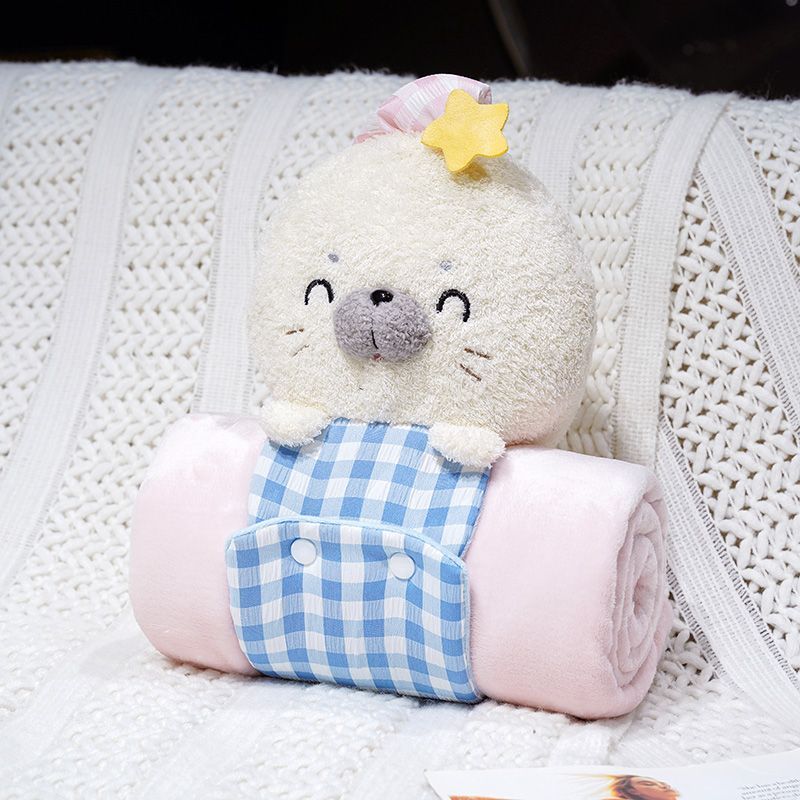 立体アザラシくるくる毛布携帯収納オフィスお昼寝ひざ掛け
