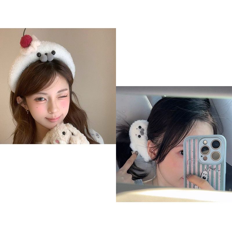【SNS映え】ゆるかわクリームアザラシ洗顔カチューシャ|小顔効果バツグンの面白ヘアバンド