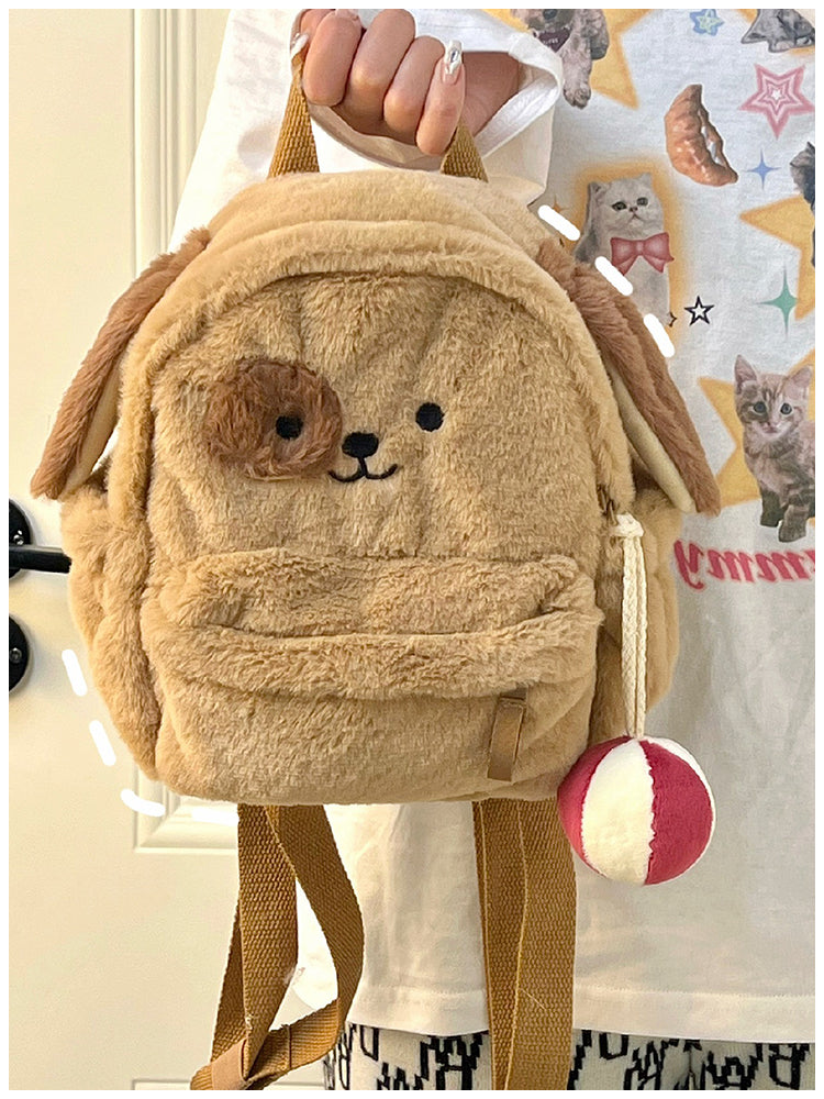 ふわもこ子犬リュック|ぬいぐるみ風ミニバックパック 学生・ガーリーコーデに