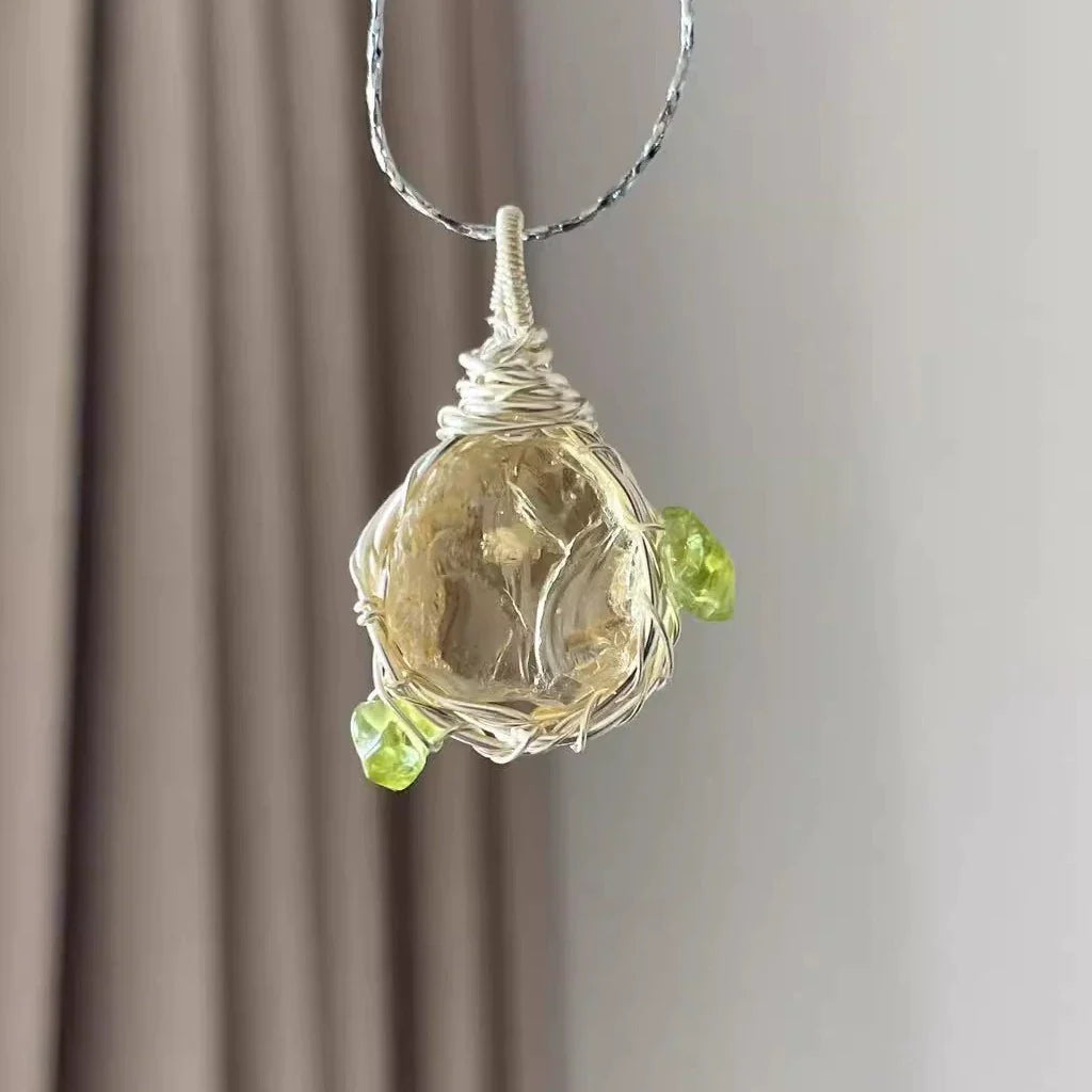 Sparkling Spring Gemstone Wire Necklace - Handmade, One-of-a-Kind