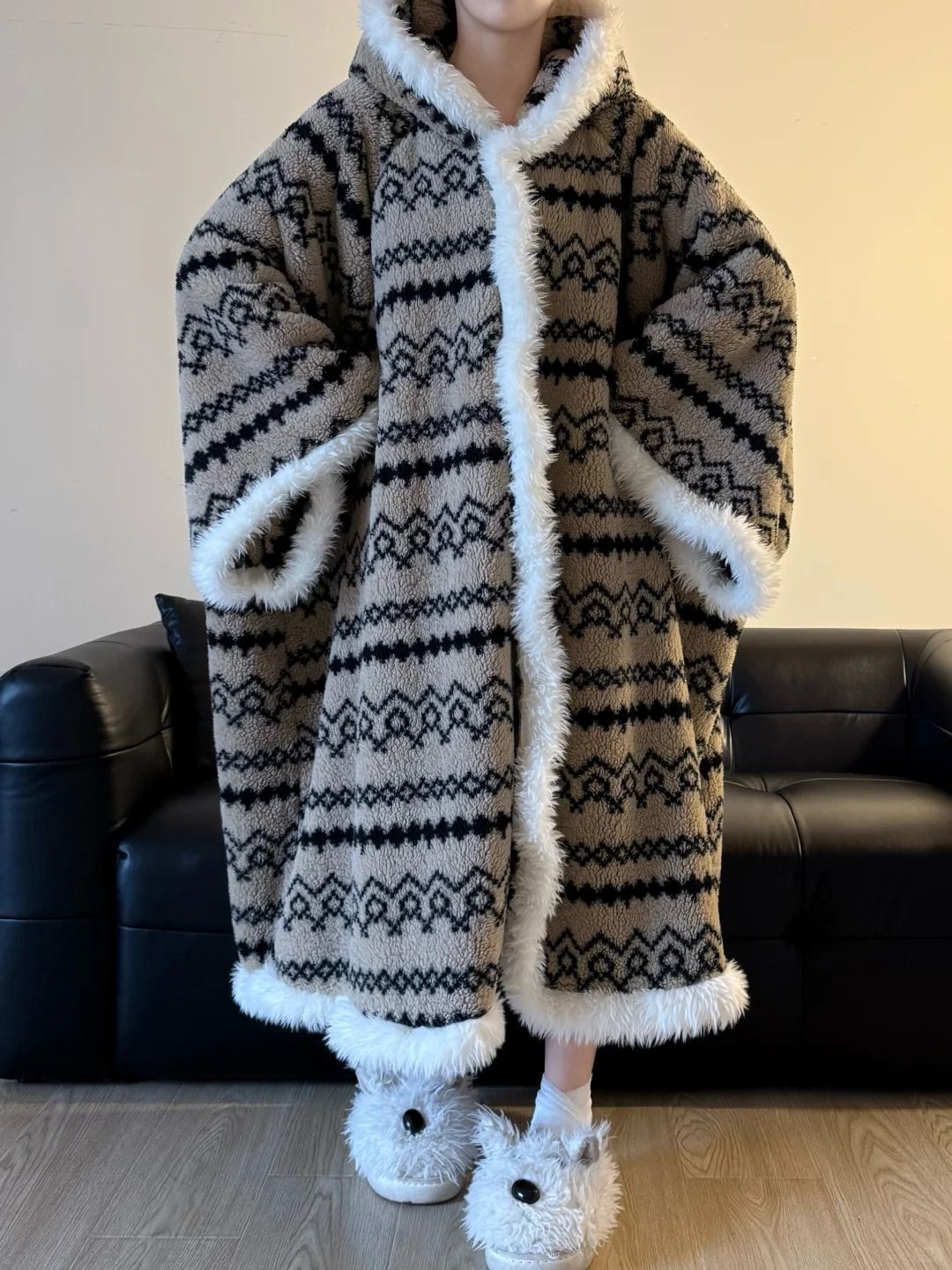 暖かケープフード付きガーリーサンゴフリースローブ秋冬パジャマ自分へのご褒美ギフト