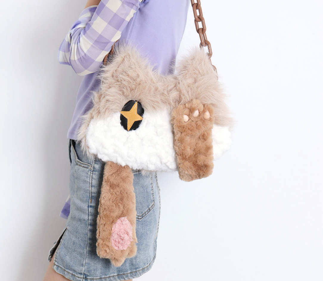 猫好き必見てれてれキャットのもふもふかわいい高品質ショルダーバッグ