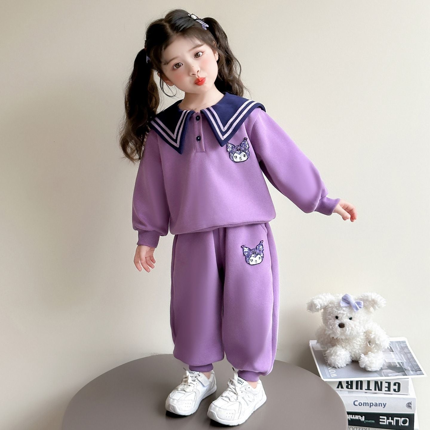 女童洋气卡通库洛米海军领套装秋季2026新款小女孩时髦休闲两件套