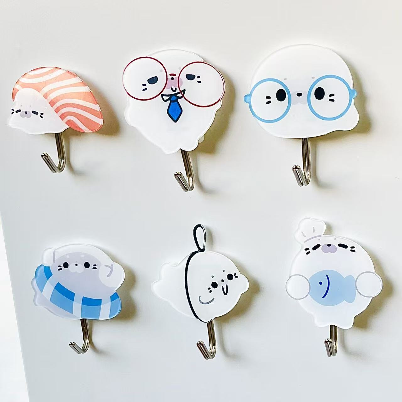 可愛いアザラシ穴あけ不要強力粘着フック壁キッチン