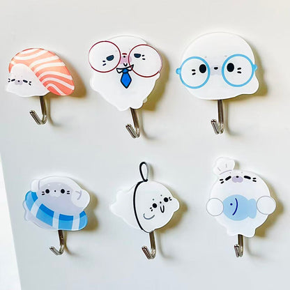 可愛いアザラシ穴あけ不要強力粘着フック壁キッチン