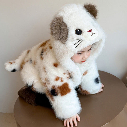 【愛され子猫】もこもこフェイクファーの厚手ベビーコート