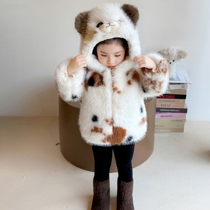 【愛され子猫】もこもこフェイクファーの厚手ベビーコート