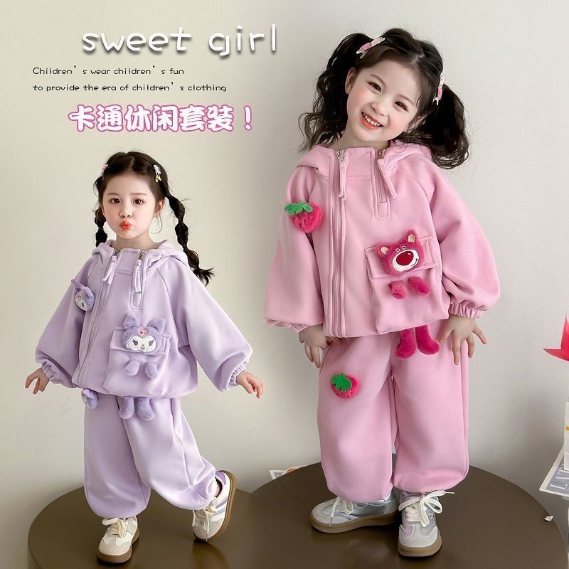 クロミ女の子向けいちご柄おしゃれ子供服2点セット