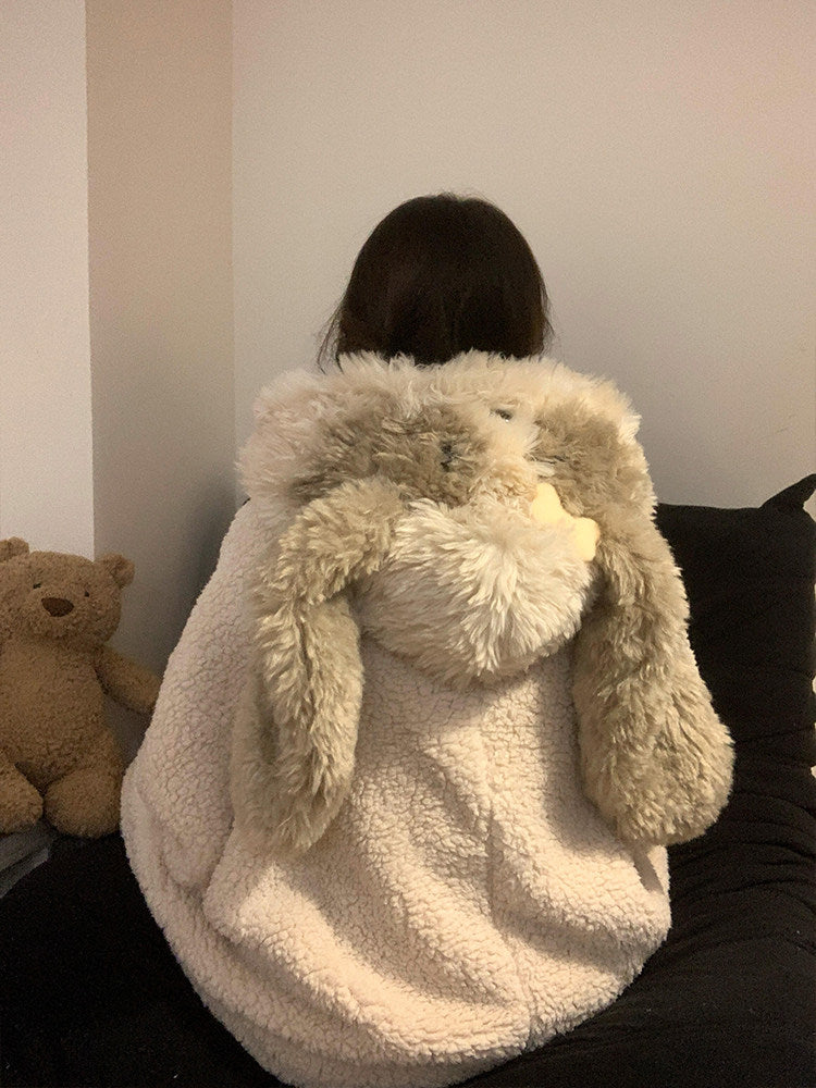 キュートな子犬耳付きフードモコモコ冬用ルームウェアパジャマレディース珊瑚フリース暖かガウン可外着セット