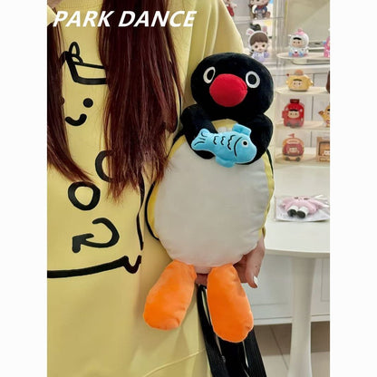 ペンギン＆フィッシュぬいぐるみリュック｜抱っこデザインが可愛い