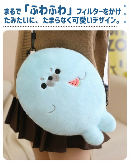大ヒット可愛いアザラシふわふわショルダーバッグ