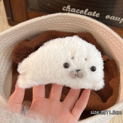 激かわアザラシふわふわバンスクリップぬいぐるみヘアクリップギフトトレンドアイテム