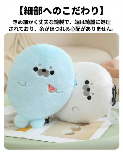 大ヒット可愛いアザラシふわふわショルダーバッグ