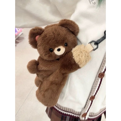 ハートを抱いたクマさんのくたふわポーチ