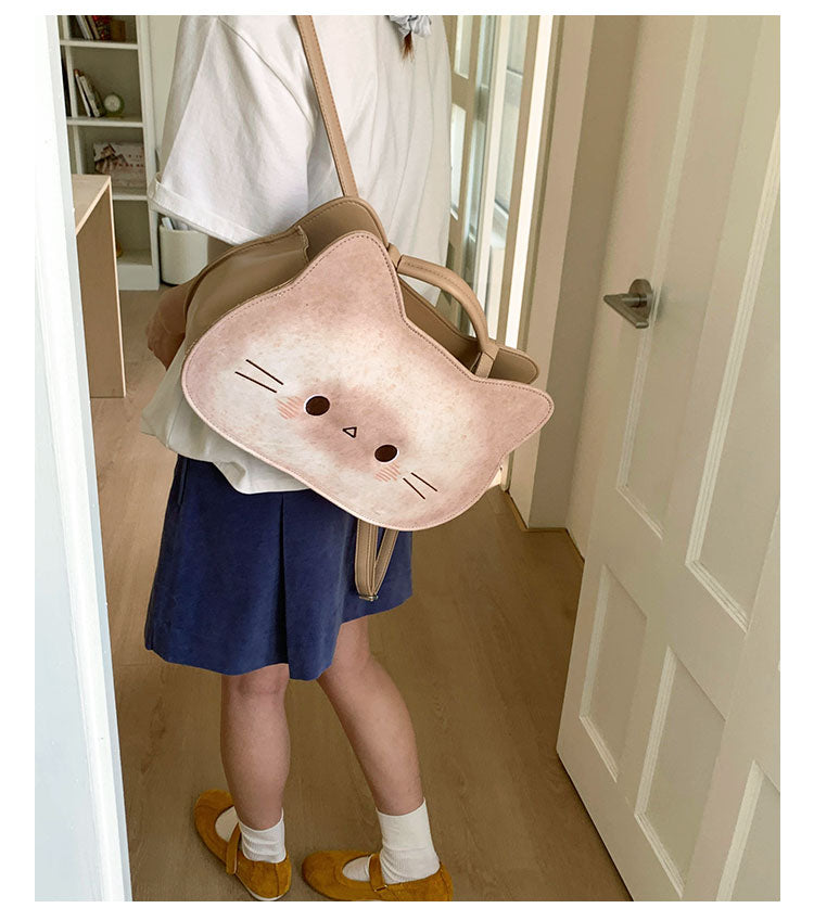 猫好き必見猫グッズかわいいトーストキャットデザインねこリュック｜大容量レトロ風 通勤通学OK