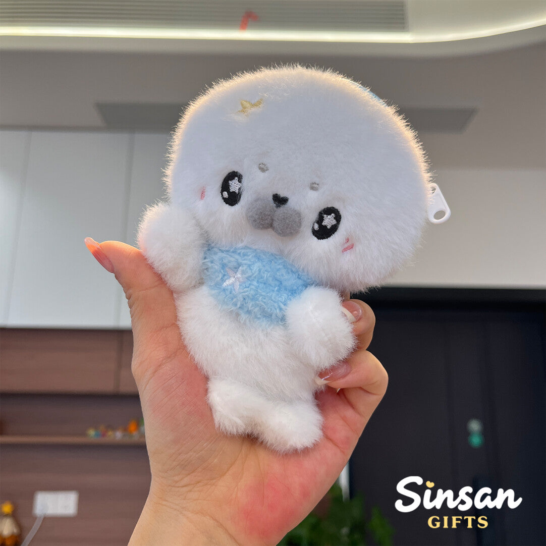 【もちかわ】アザラシの豆袋ぬいぐるみマスコットポーチ