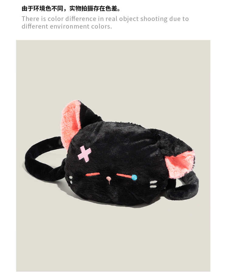 泣き顔ねこぬいぐるみバッグ｜ふわもこ斜めがけショルダー