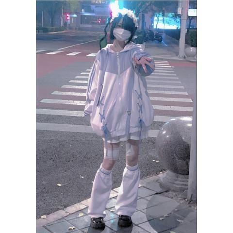 Angel-kei Dreamy Light Blue Zip-Up Hoodie