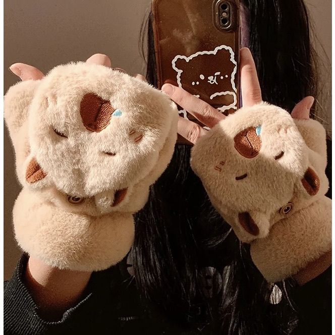 Black Cat Mittens | Fluffy Fingerless &amp; Lidded Gloves 