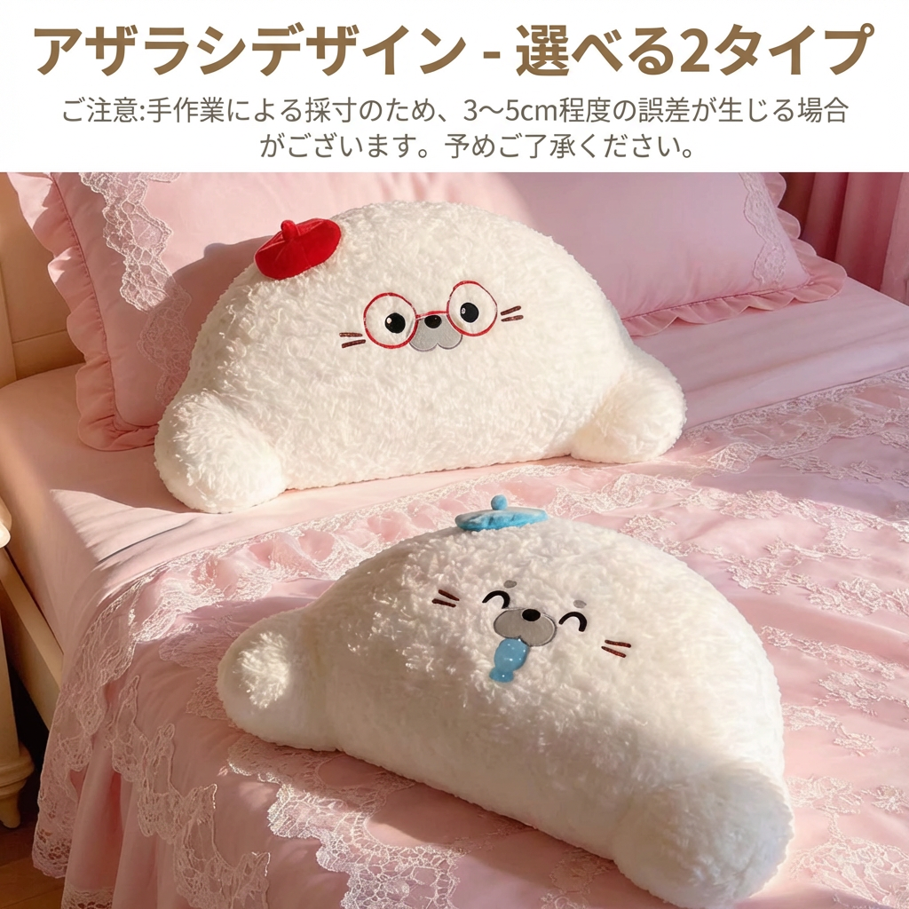 オリジナルかわいいアザラシ抱き枕ベッドソファ用大型背もたれ腰サポートクッション