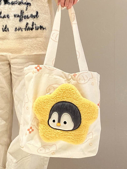 ペンギンぬいぐるみ×キャンバストートセット｜授業もお出かけもOK