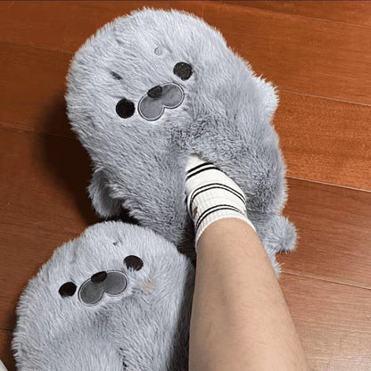 もちもちアザラシの可愛いかかと付きルームシューズ