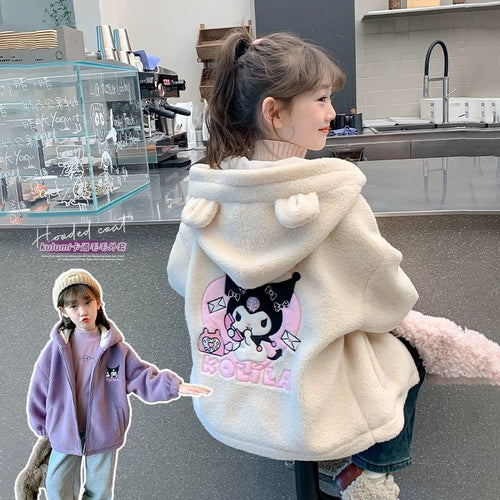 クロミ女の子向けフード付き冬用厚手アウター