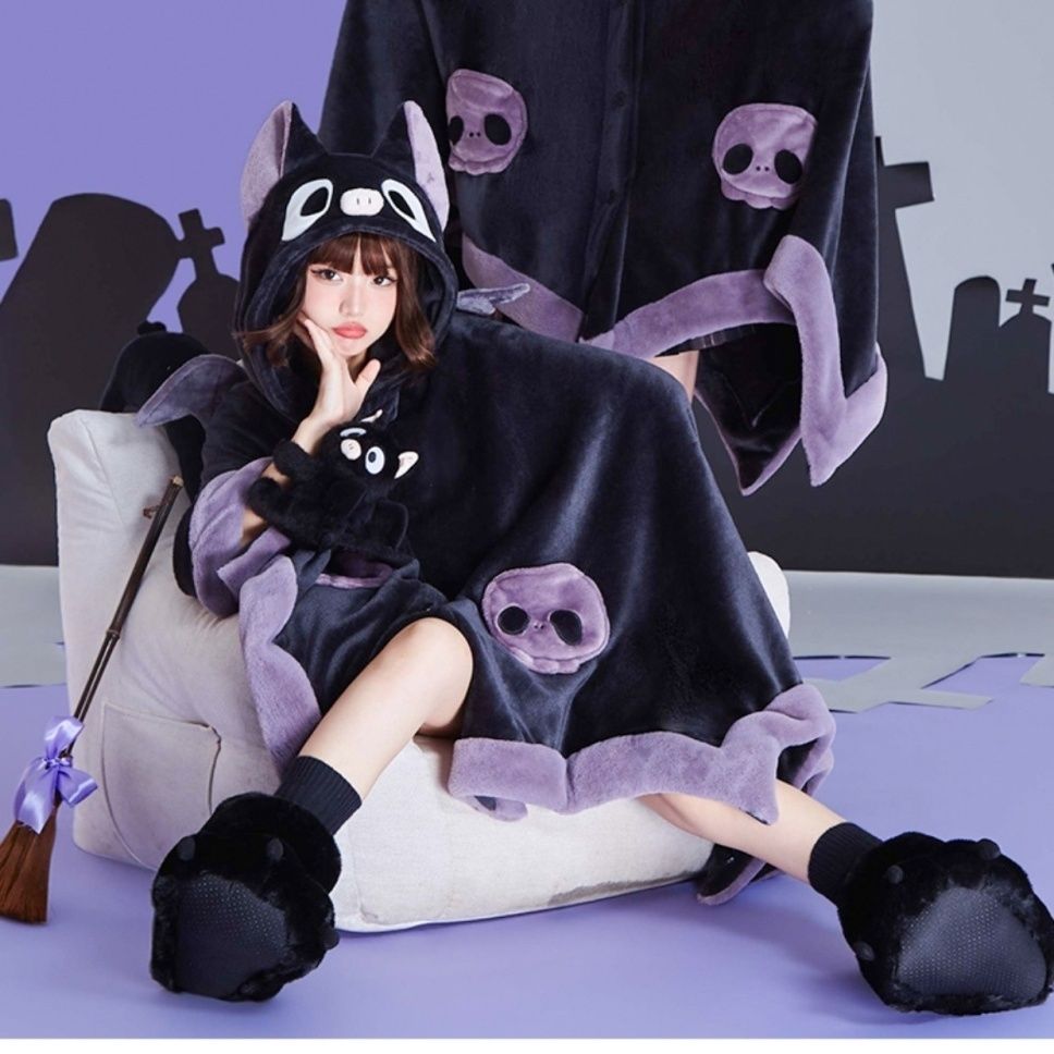 コウモリ ブランケット 着ぐるみ ふわもこ 可愛い レディース パジャマ