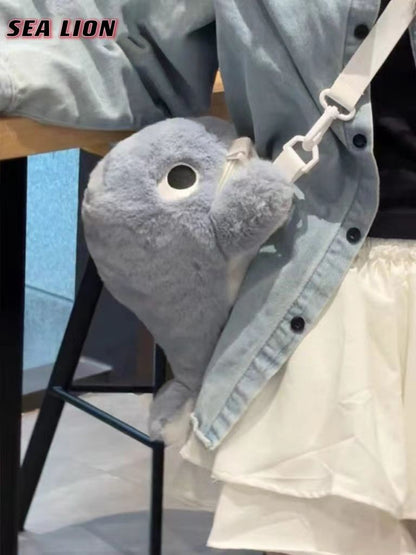 Whale Plush 2-Way Bag | Backpack &amp; Shoulder Bag with Cute Design 