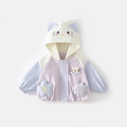 おしゃれかわいいガールズジャケットフード付き秋服