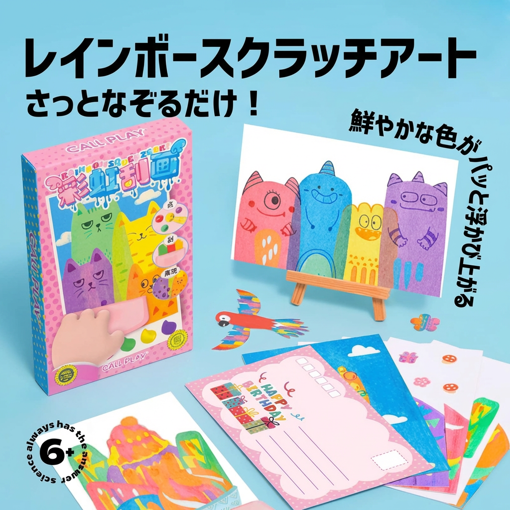 想像力を育む！レインボースクラッチアート35枚セット