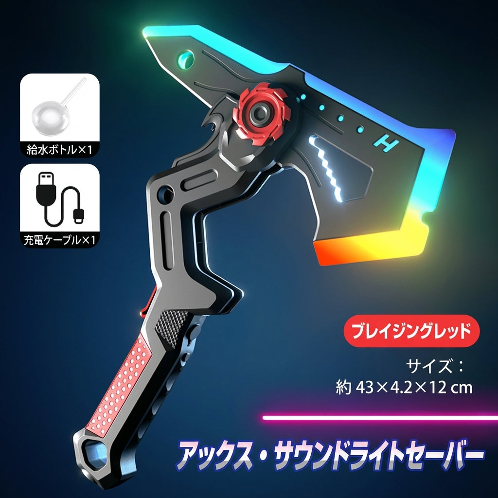 2in1変形】スチーム噴霧！光る電動変形バトルアックス＆ソードこれ一本